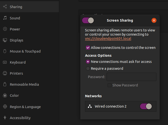 Screen sharing Ubuntu