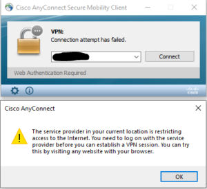 Cisco AnyConnect VPN error 1