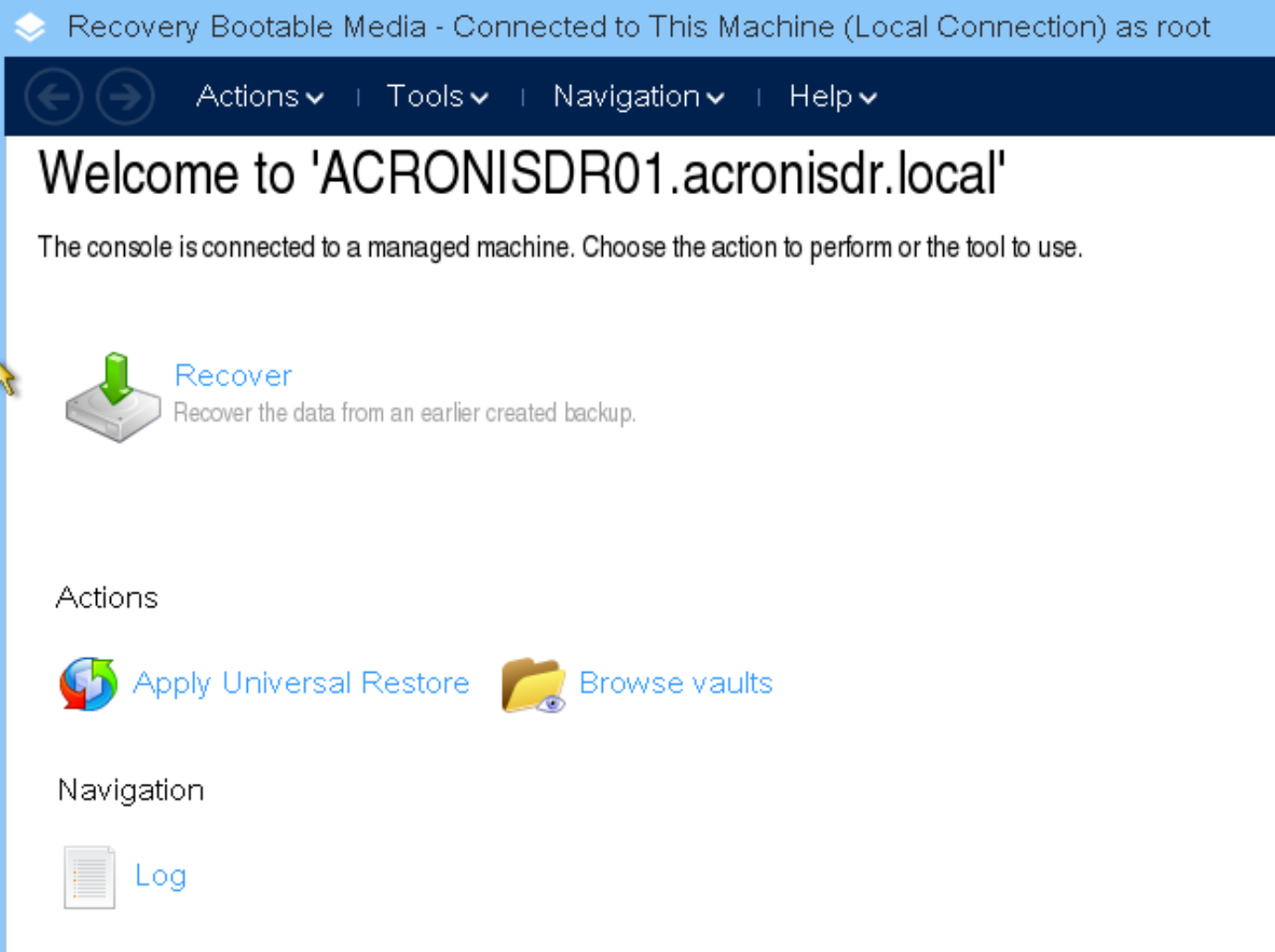 Cloud School Docs - Acronis DR 12 Register boot media for failback options -