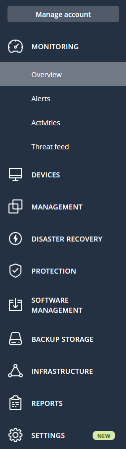 Cloud School Docs - Acronis DR 2 Manage Service Options -