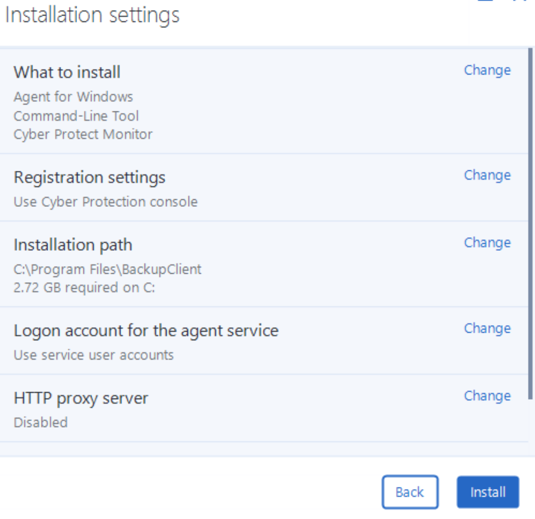Cloud School Docs - Acronis DR 4 Customize installation settings -